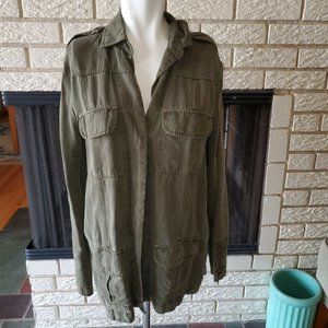 Willow & Clay Soft Slouchy Tencel/Linen Olive Utility Jacket S